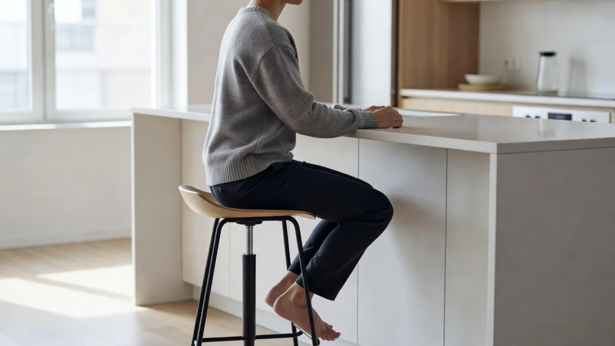 Fauteuil de bar avec différentes hauteurs d'assise illustrant le guide de sélection